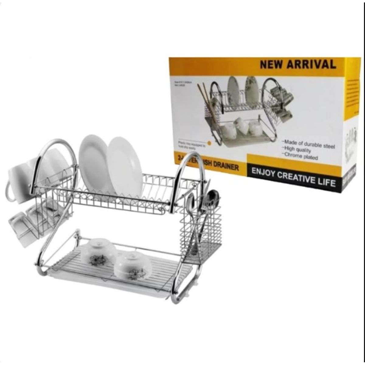 GENERICO - Escurridor de platos 2 niveles Acero Inoxidable