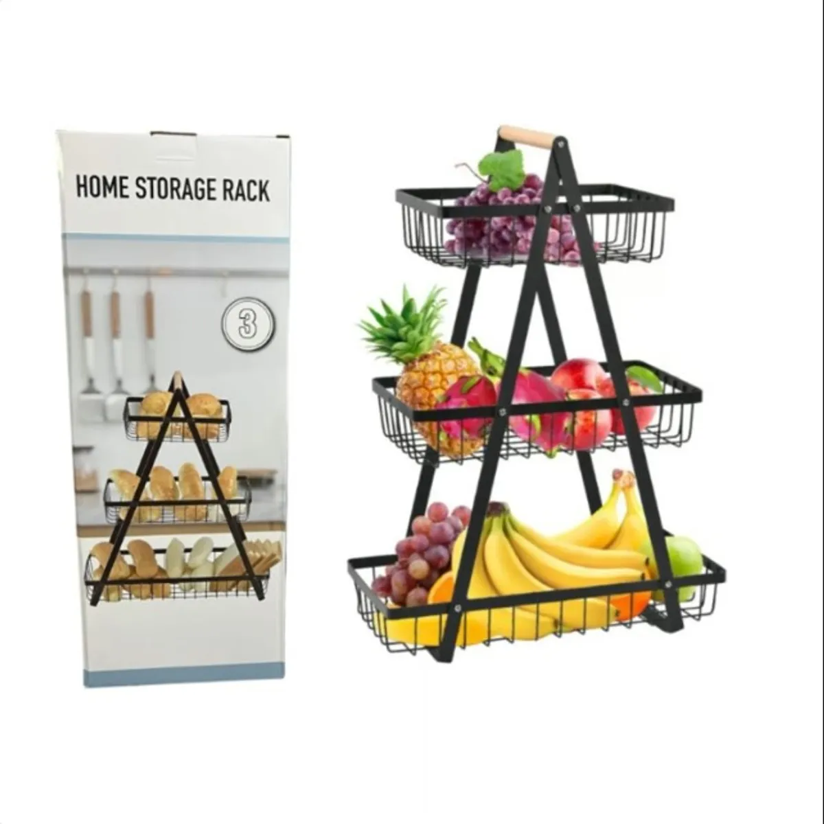 GENERICO - Cesta Para Frutas Vegetales De 3 Niveles Organizador Multiusos.