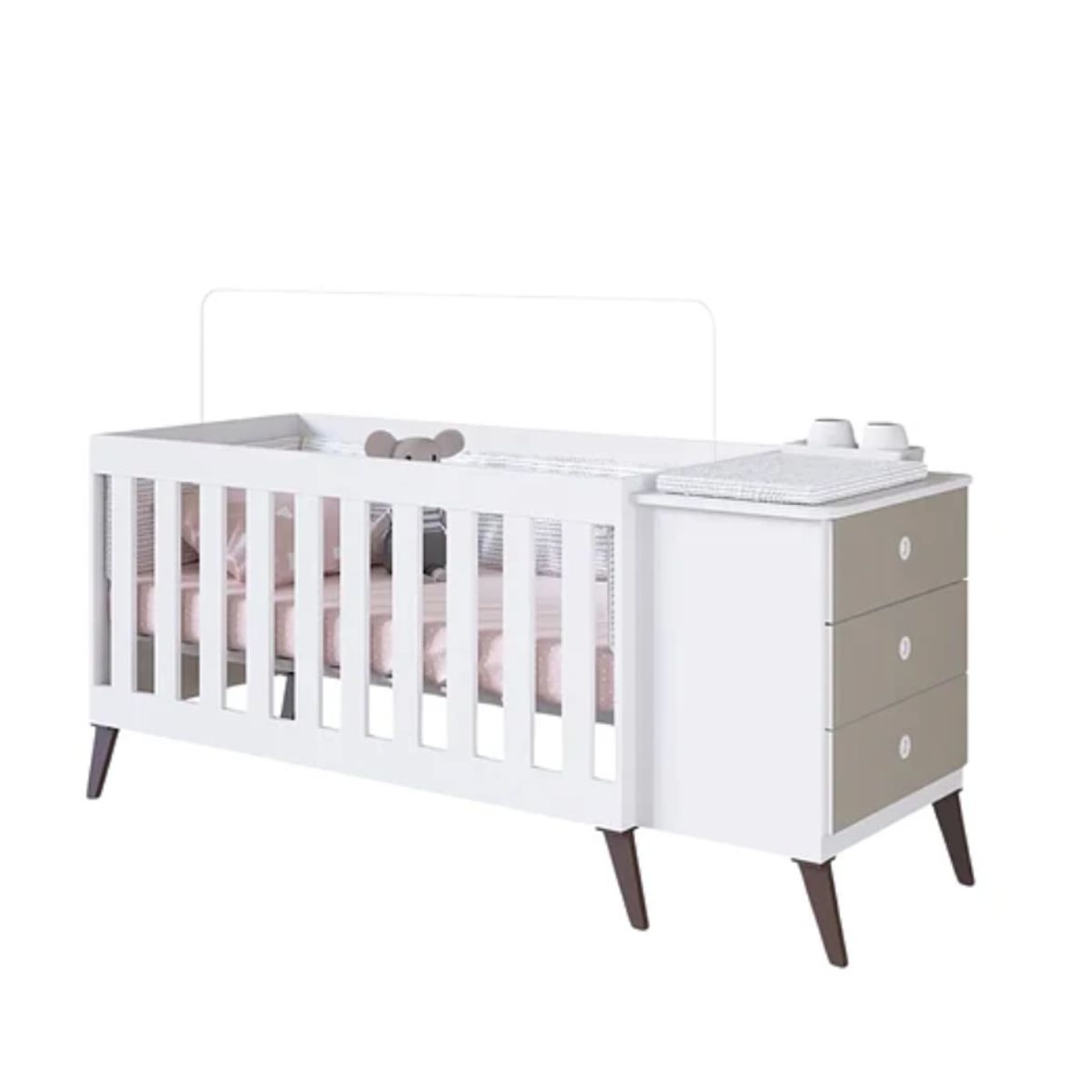 KIDSCOOL - Cuna Con Cajonera Encanto Fume