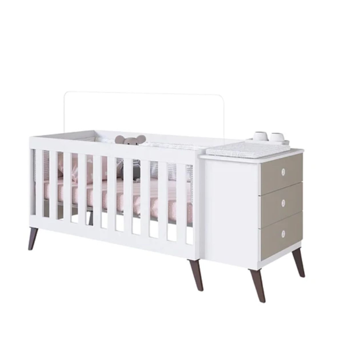 KIDSCOOL - Cuna Con Cajonera Encanto Fume