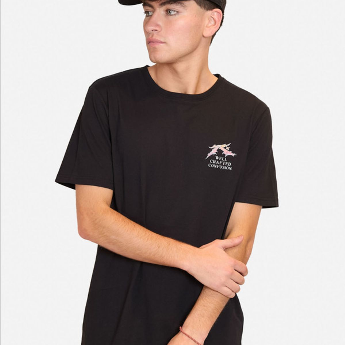 RUSTY - Polera Manga Corta Confussion Negro Hombre Rusty