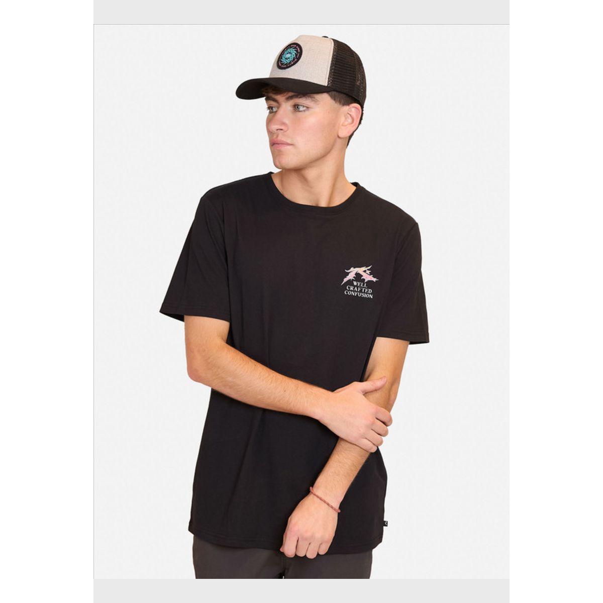 RUSTY - Polera Manga Corta Confussion Negro Hombre Rusty