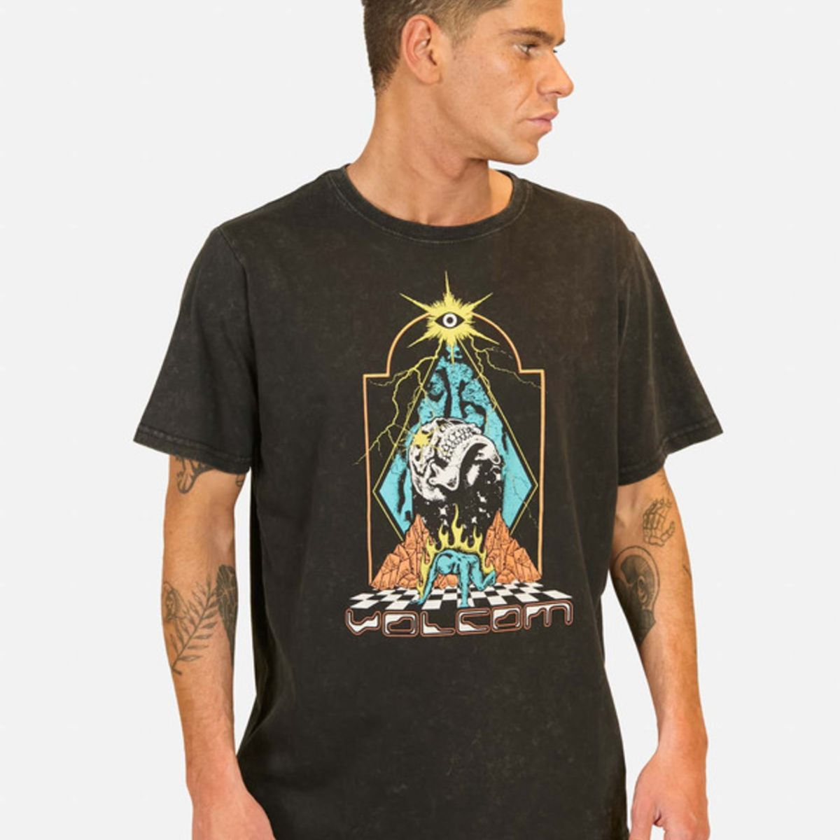 VOLCOM - Polera Manga Corta Star Scream Negro Hombre Volcom