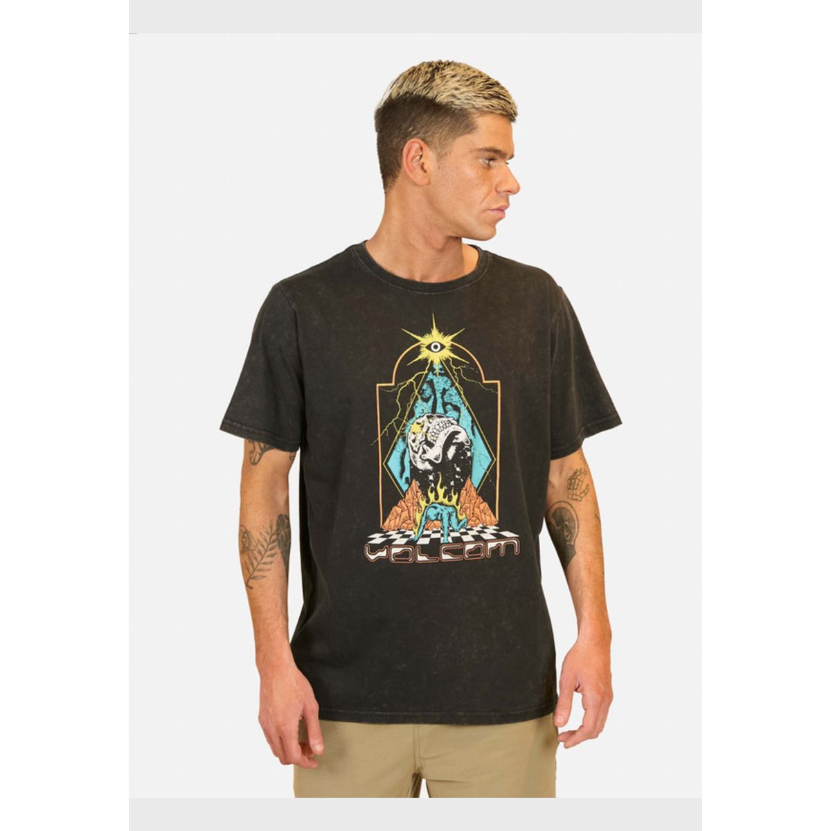 VOLCOM - Polera Manga Corta Star Scream Negro Hombre Volcom