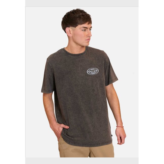 RUSTY - Polera Manga Corta Rusty Oval Tee Negro Hombre Rusty