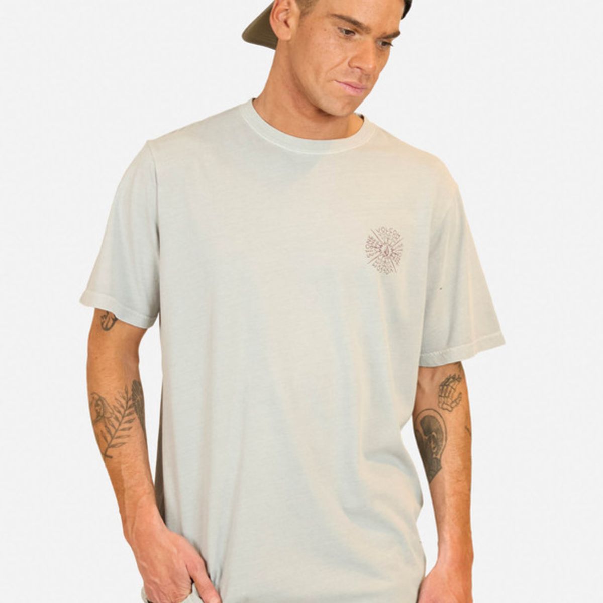 VOLCOM - Polera Manga Corta Spiraling Gris Hombre Volcom
