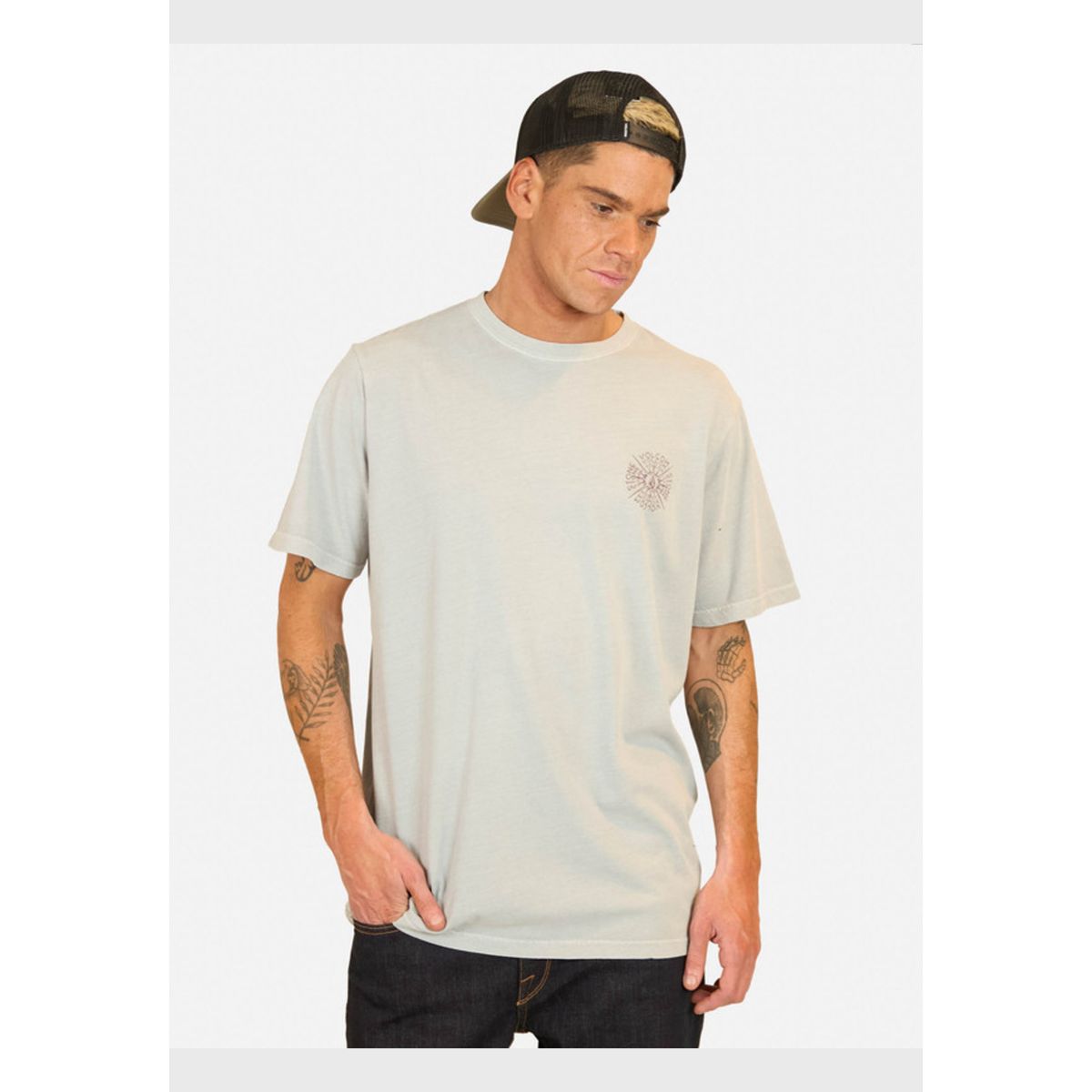 VOLCOM - Polera Manga Corta Spiraling Gris Hombre Volcom