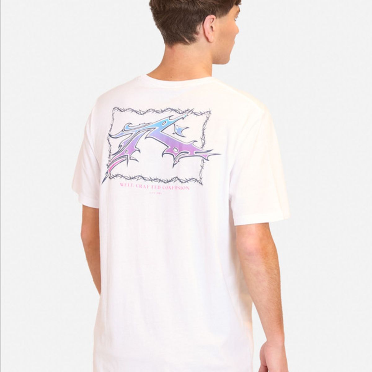 RUSTY - Polera Manga Corta Confussion Blanco Hombre Rusty