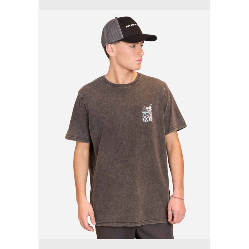 RUSTY - Polera Manga Corta Funghi E Condire Negro Hombre Rusty