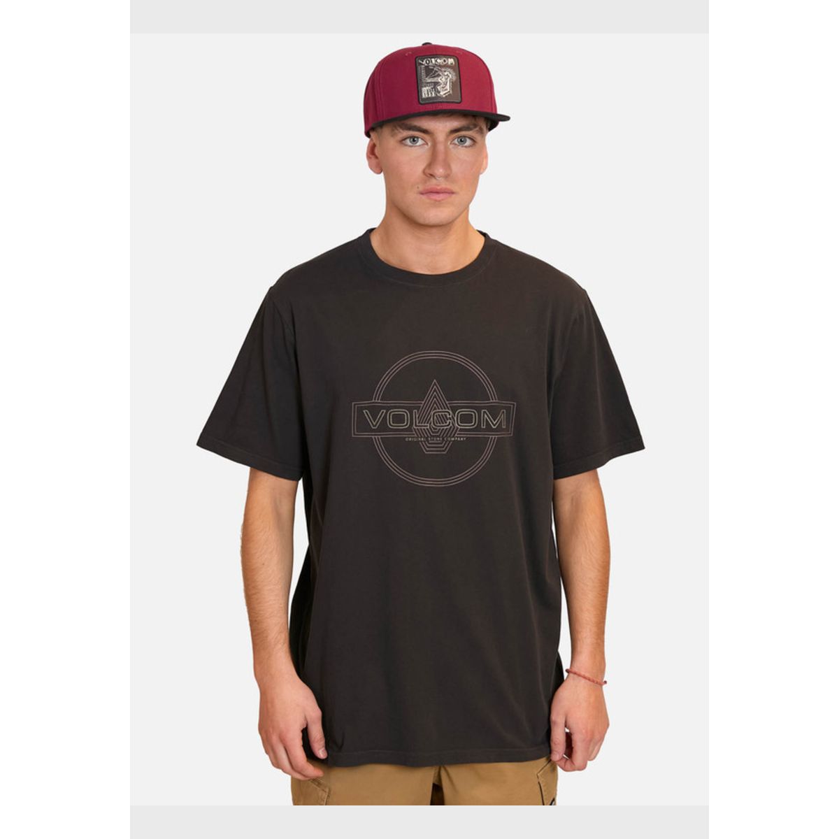 VOLCOM - Polera Manga Corta Line Service Negro Hombre Volcom