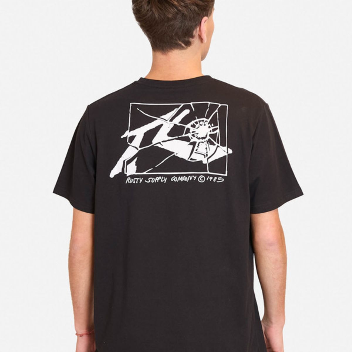 RUSTY - Polera Manga Corta R Broken Negro Hombre Rusty