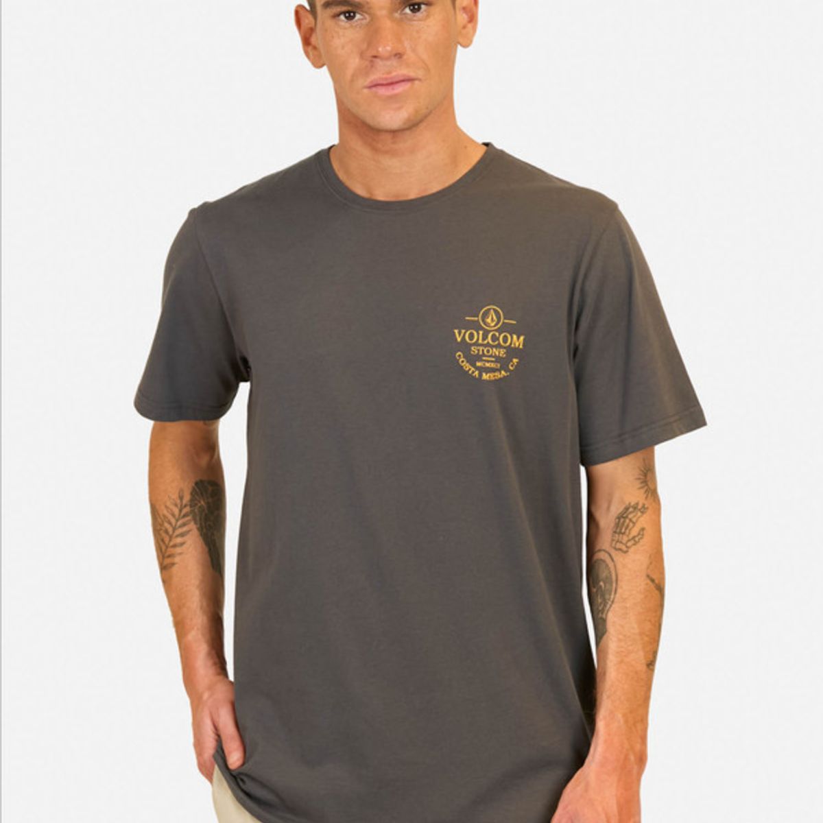 VOLCOM - Polera Manga Corta Anchored Gris Hombre Volcom