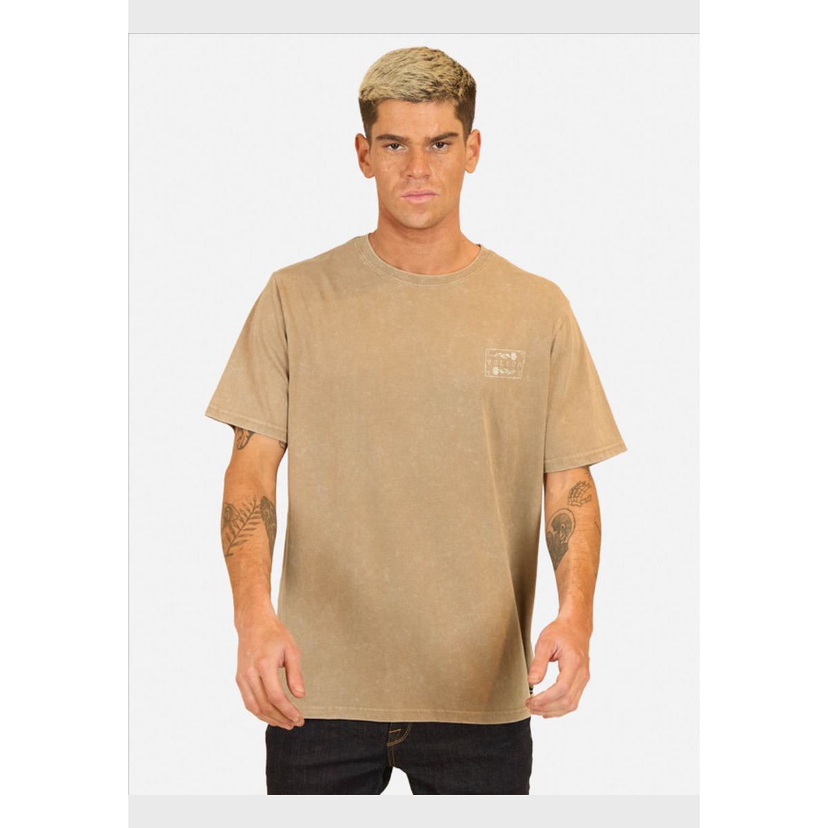 VOLCOM - Polera Manga Corta System Error Khaki Hombre Volcom