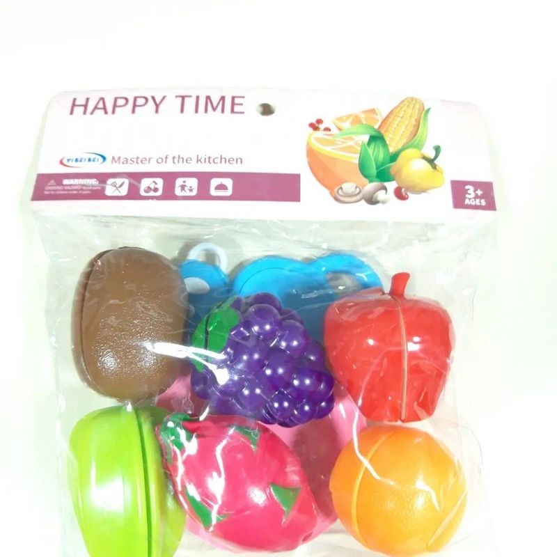 GENERICO - Pack juguete velcro de fruta con tabla cuchillo plato