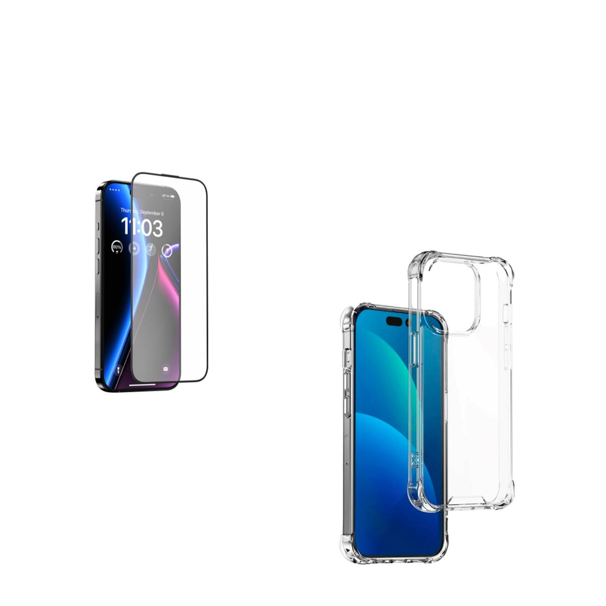 JOIGO - Carcasa Transparente Lamina de Vidrio Para iPhone 15 Normal