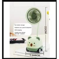 Ventilador Escritorio Recargable 3 en 1 Sacapunta Portalápiz