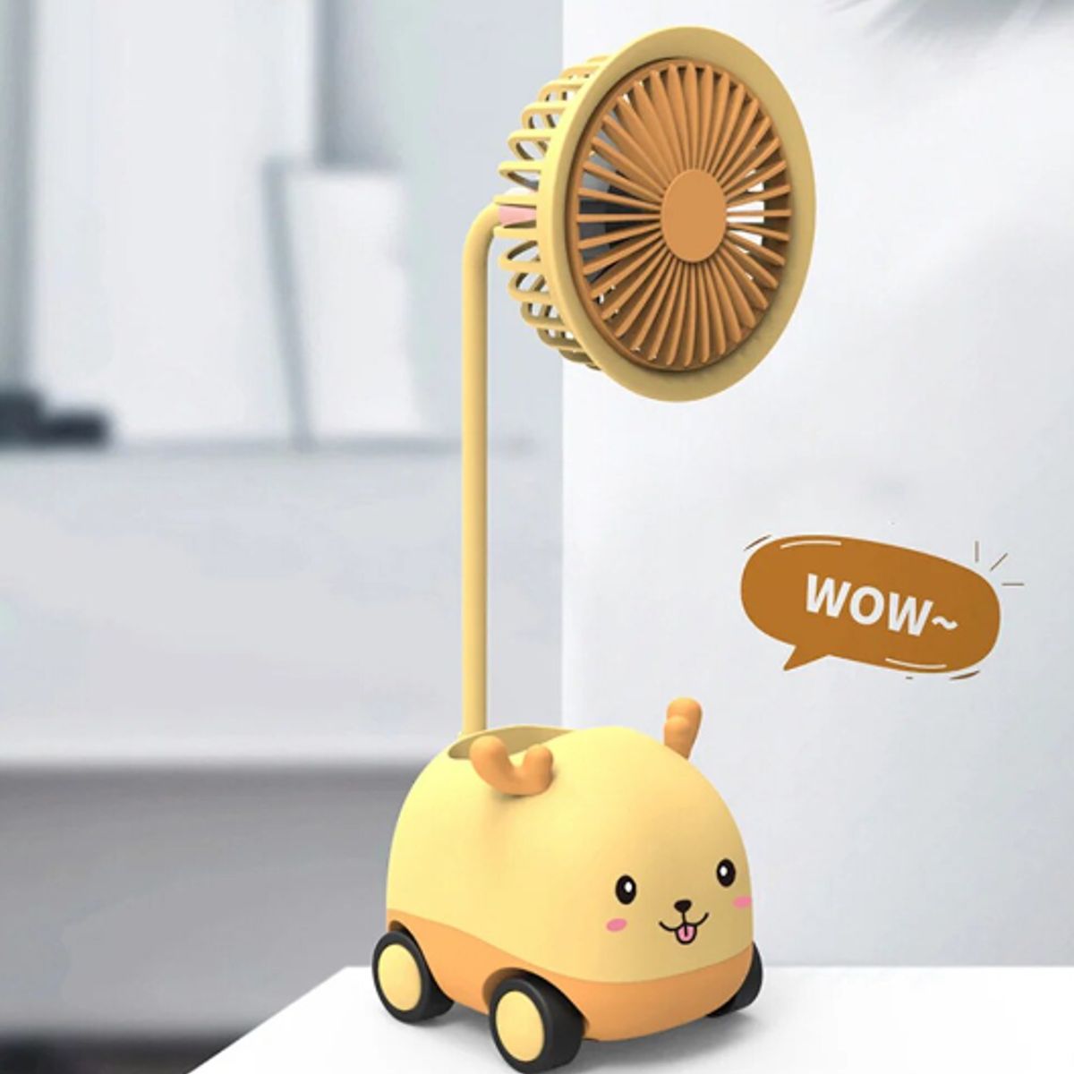 GENERICO - Ventilador Escritorio Recargable 3 en 1 Sacapunta Portalápiz