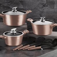 Batería de cocina 10 pzs, color rosa. Aluminio forjado