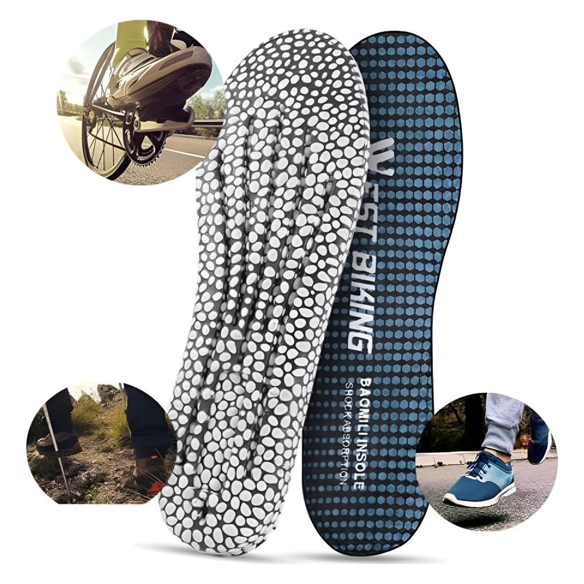 WEST BIKING - Plantillas Sport Transpirables Alto Impacto Ciclismo Running - Multicolor - 40