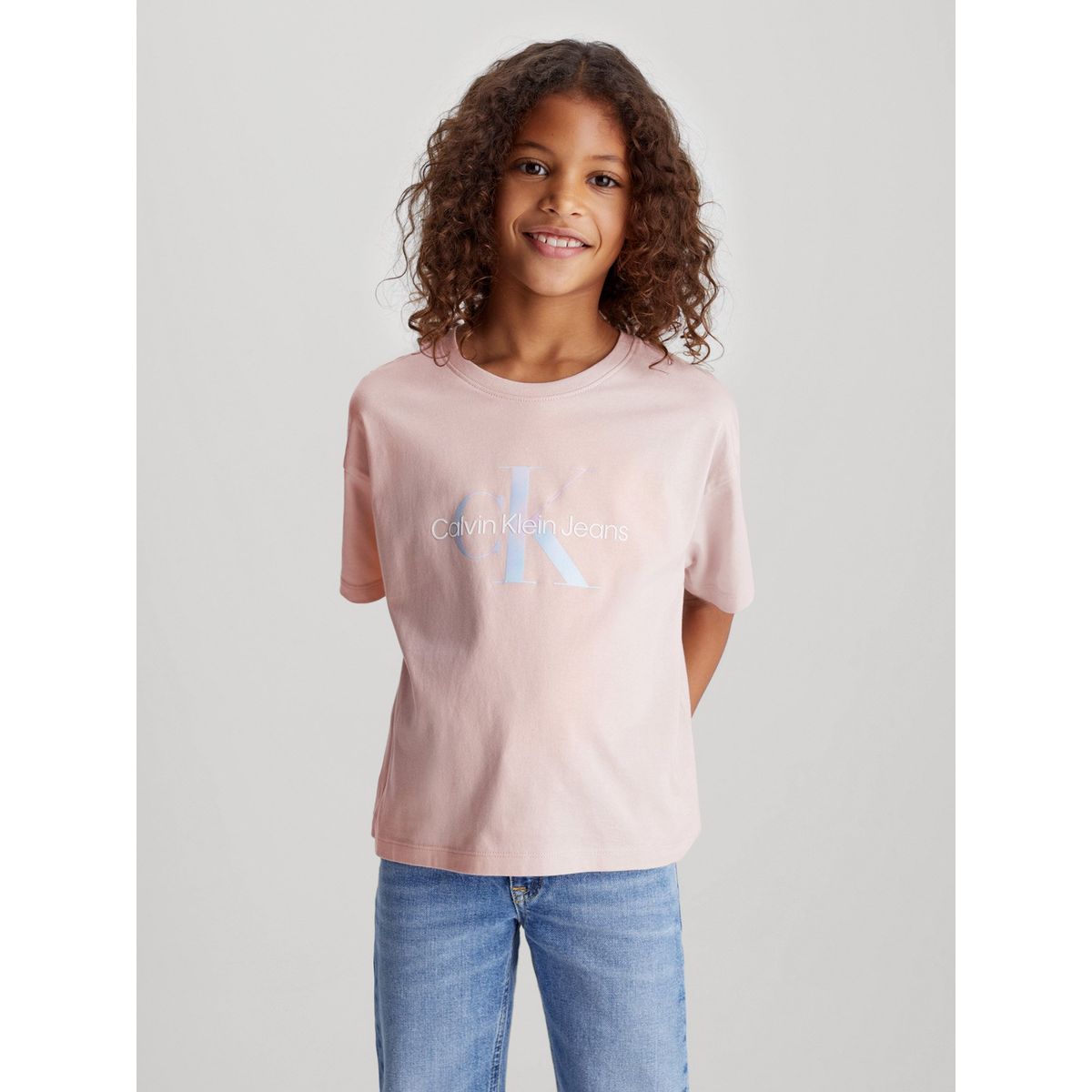 CALVIN KLEIN - Polera Niña Serenity Monogram Rosado Calvin Klein