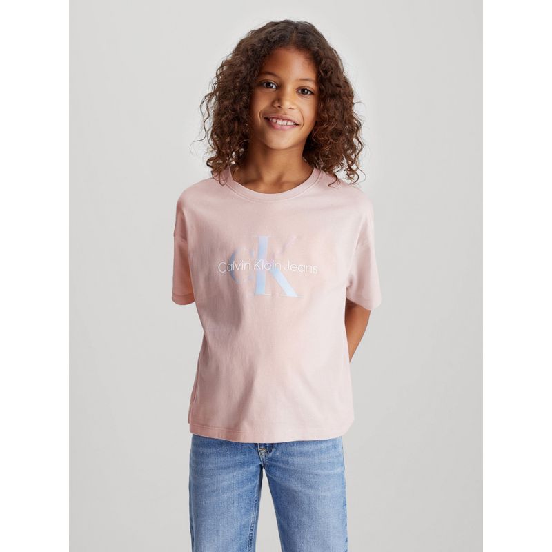 CALVIN KLEIN - Polera Niña Serenity Monogram Rosado Calvin Klein