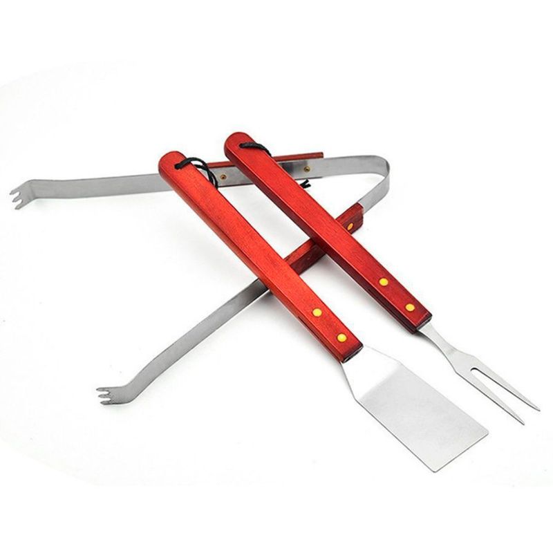 UTILISIMO - Set Parrillero 3 Piezas Asado BBQ Acero Inoxidable