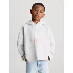 CALVIN KLEIN - Polerón con Gorro Niño Swirl Monogram Gris Calvin Klein.