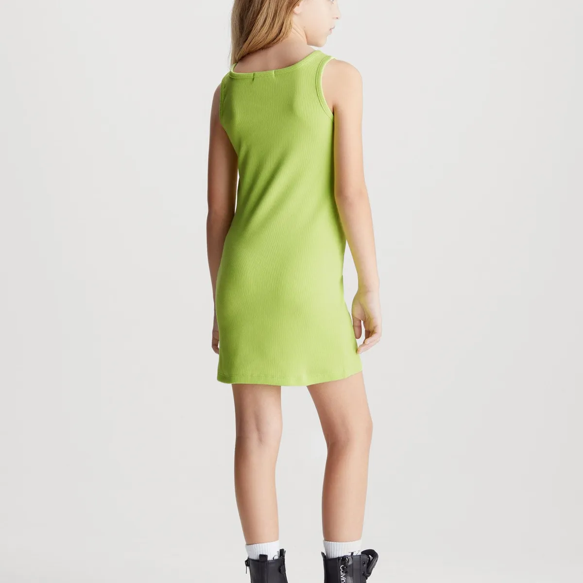 CALVIN KLEIN - Vestido Niña Rib Bagde Verde Olivo Calvin Klein