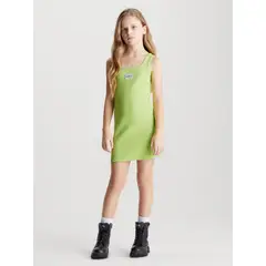 CALVIN KLEIN - Vestido Niña Rib Bagde Verde Olivo