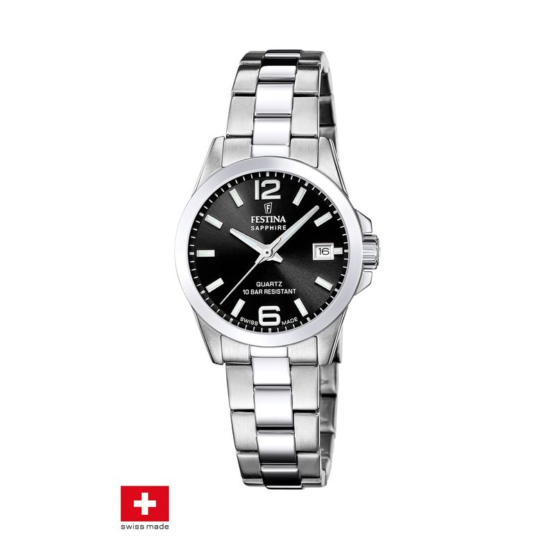 FESTINA SWISS - Reloj F20049/6 Festina Swiss Negro Mujer Acero Clasico