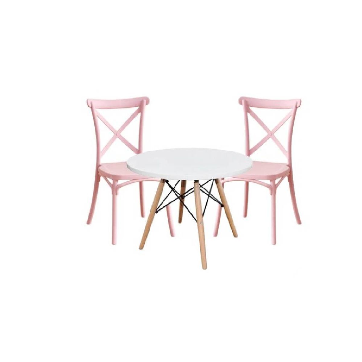 MOAD - Set Mesa Kids 60cm + 2 Silla Danubio Kids Rosa