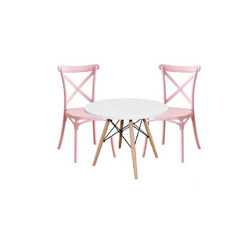 GENERICO - Set Mesa Kids 60cm + 2 Silla Danubio Kids Rosa