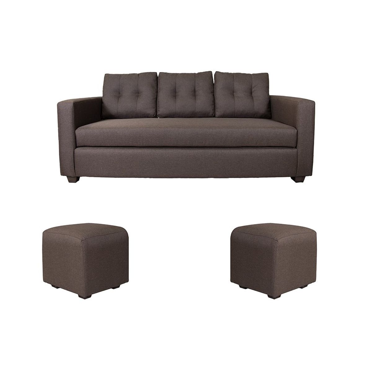 GENERICO - SOFA 2 POUF POLARIS TELA CAFÉ