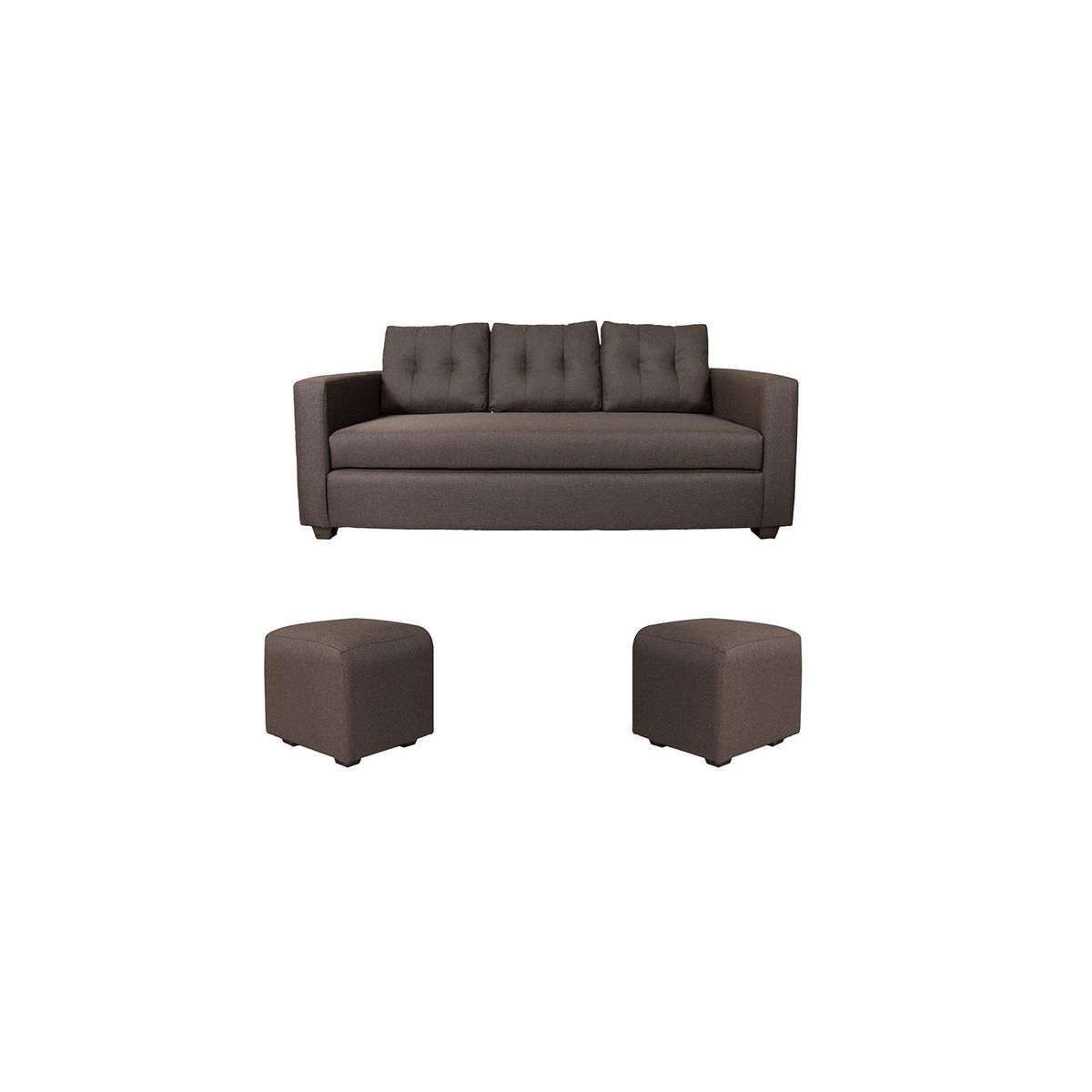 GENERICO - SOFA 2 POUF POLARIS TELA CAFÉ