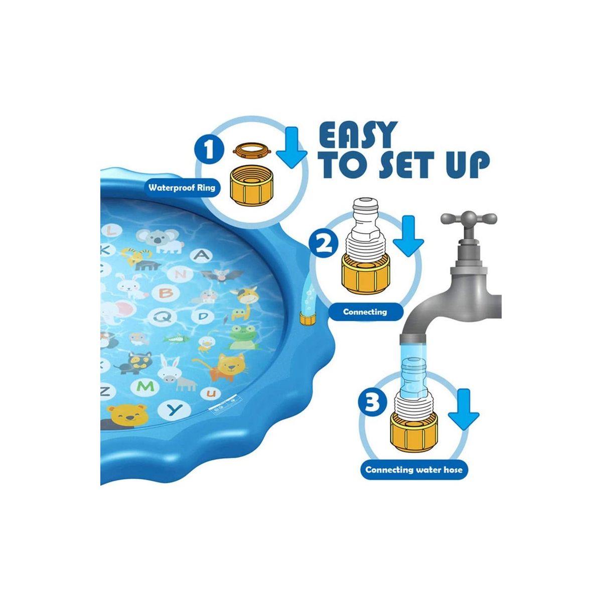 GENERICO - Alfombra Piscina Chorros De Agua 170cms Letras - SC