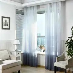 ANGELES DEL HOGAR - Visillos Estilo Degrade Tipo Velo Blanco y Gris