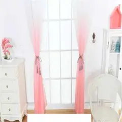 ANGELES DEL HOGAR - Visillos Estilo Degrade Tipo Velo Blanco y Rosa