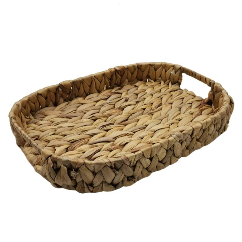 GENERICO - Bandeja Ovalada Trenzada Fibra Natural 38cm Vintage