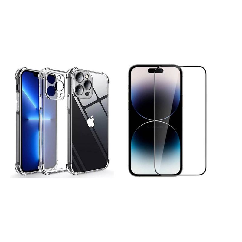 JOIGO - Carcasa Trasparente Para iPhone 14 Pro Max + Lamina Vidrio