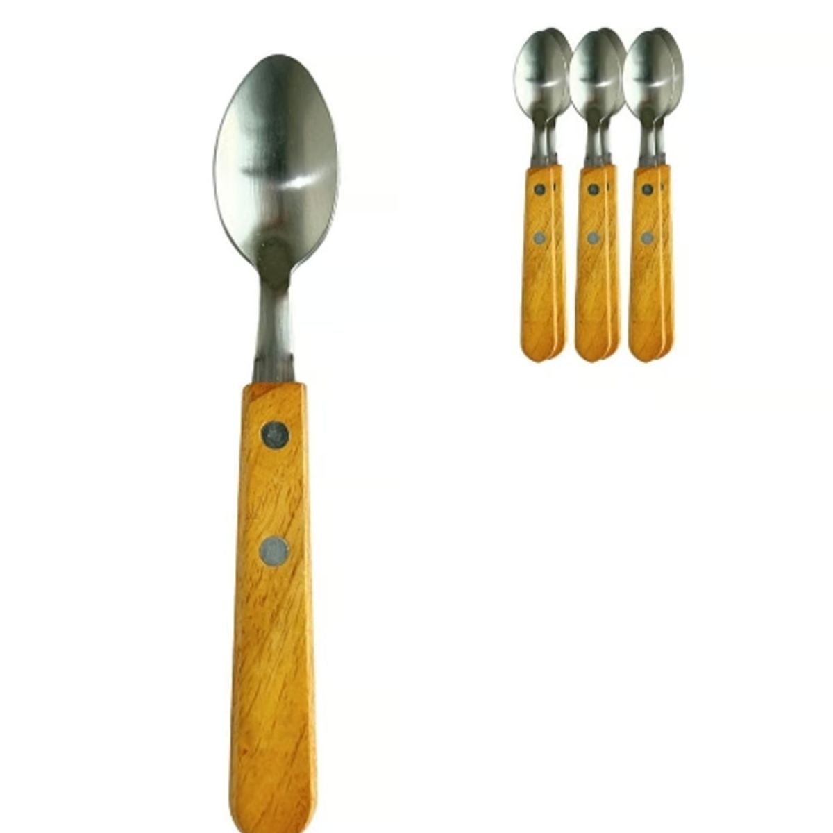GENERICO - Cucharas De Te Acero Inoxidable Y Madera Set 12