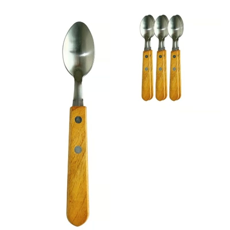 GENERICO - Cucharas De Te Acero Inoxidable Y Madera Set 12