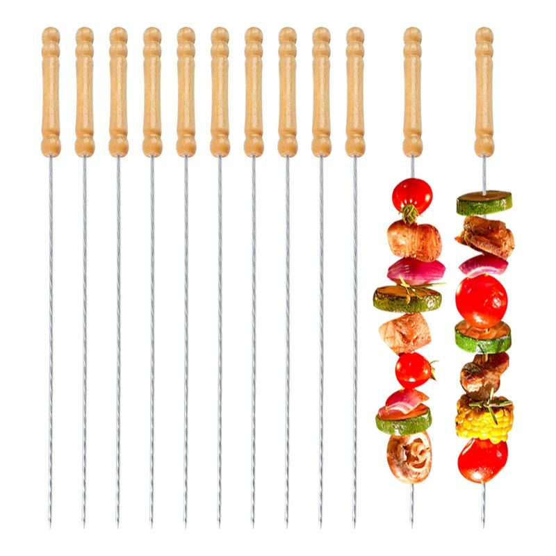 UTILISIMO - 12 Pinchos Anticucho Acero Barbacoa Parrilla Asado 40cm