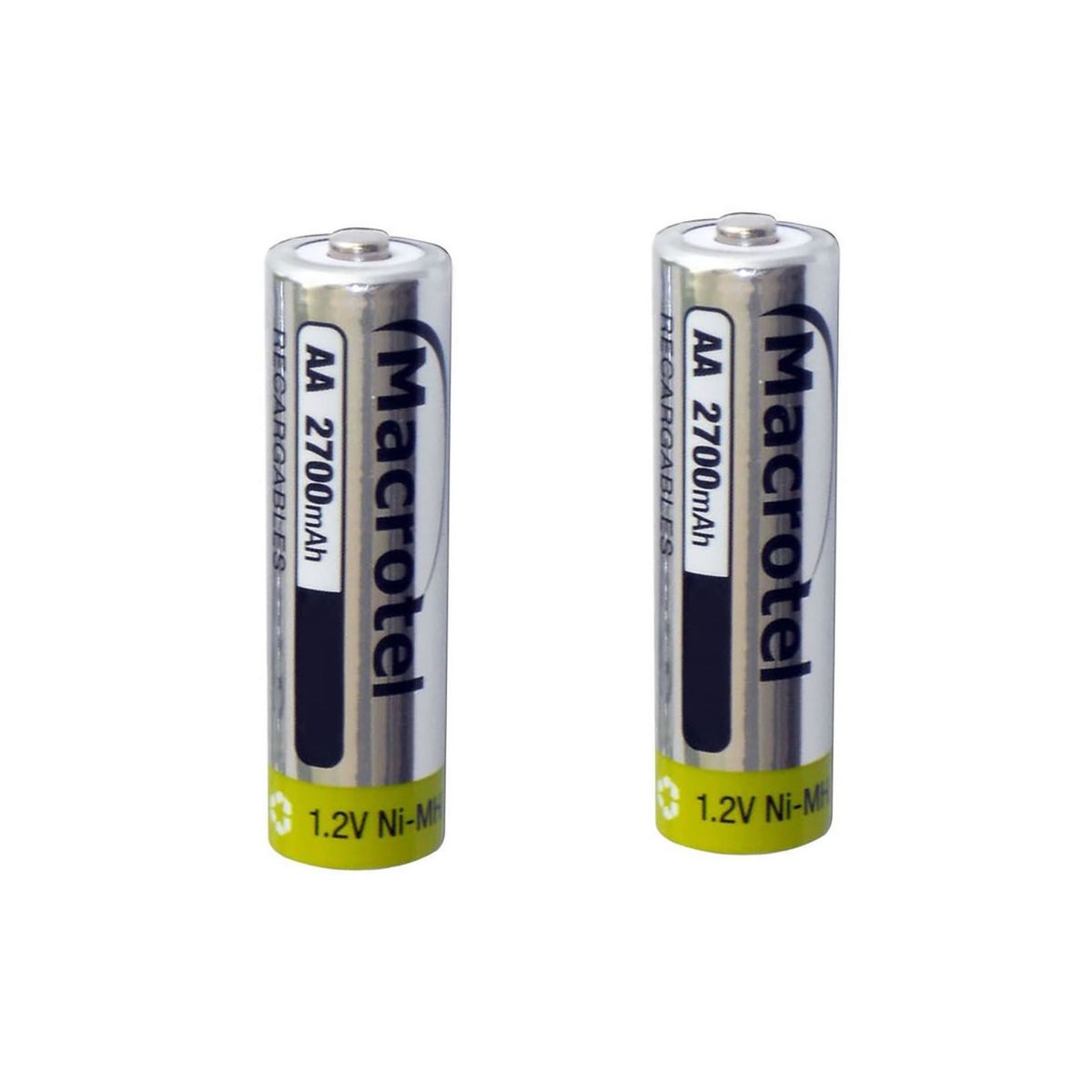MACROTEL - Pack 2 Pilas Recargables AA Macrotel 2700mha