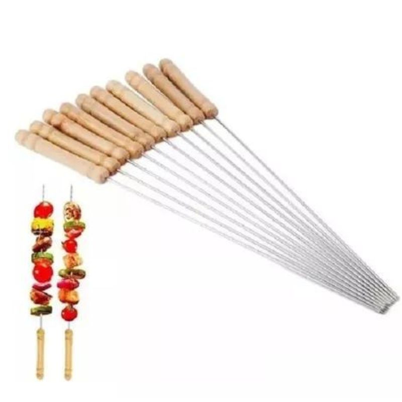 UTILISIMO - 12 Pinchos Anticucho Acero Barbacoa Parrilla Asado 30cm