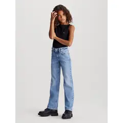 CALVIN KLEIN - Jeans Niña Mid Rise Straight Azul