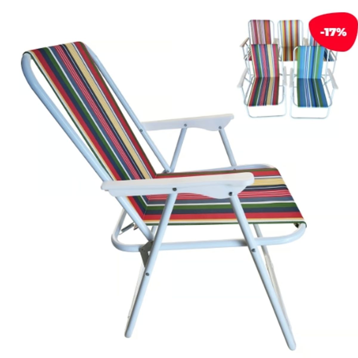 GENERICO - Silla De Camping Diseño De Rayas 51X46X75CM