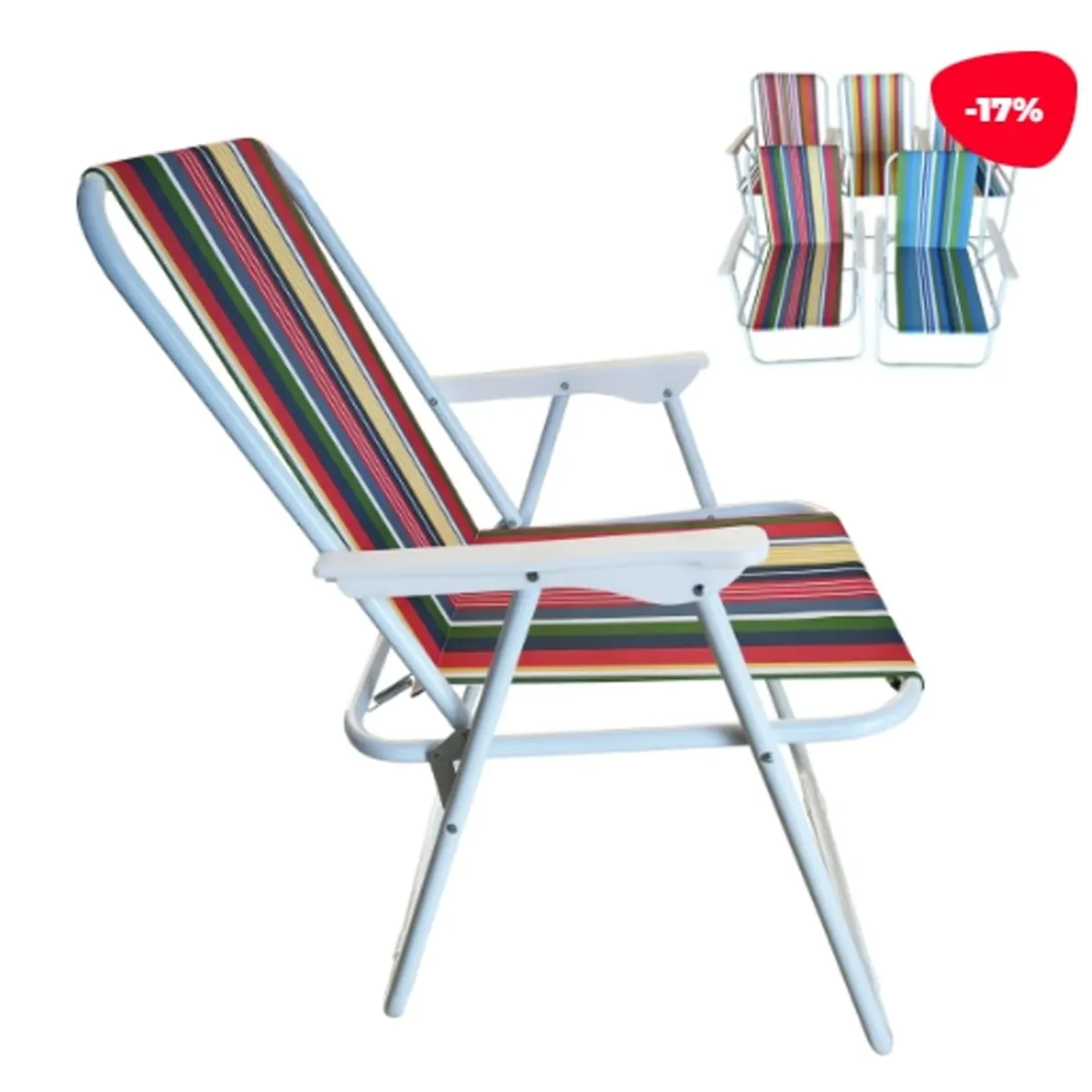 GENERICO - Silla De Camping Diseño De Rayas 51X46X75CM
