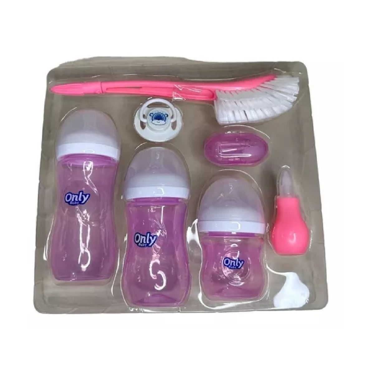 ANGELES DEL HOGAR - set de Biberones Mamaderas Only Baby Rosa x7
