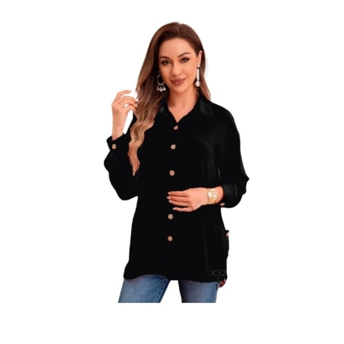 GENERICO - Blusa Suelta Mujer Lisa Manga Larga