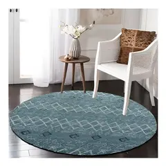 MROTTO - Alfombra Redonda Celeste Con Goma Antideslizante 150 x 150 Cm